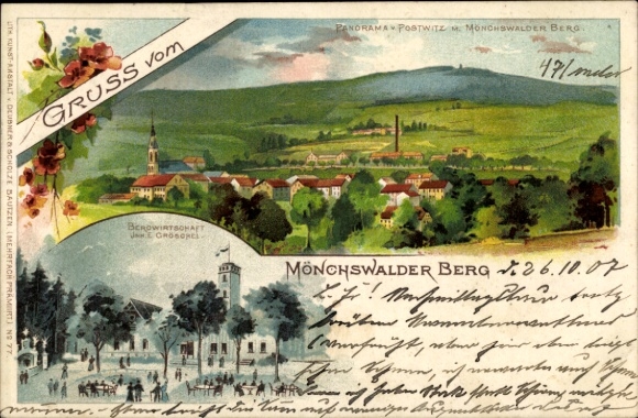 Litho Großpostwitz in Sachsen, Bergwirtschaft, Mönchswalder Berg