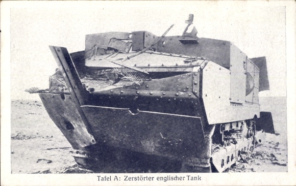 Ak vernietigde Engelse tank, Panzer, I WK