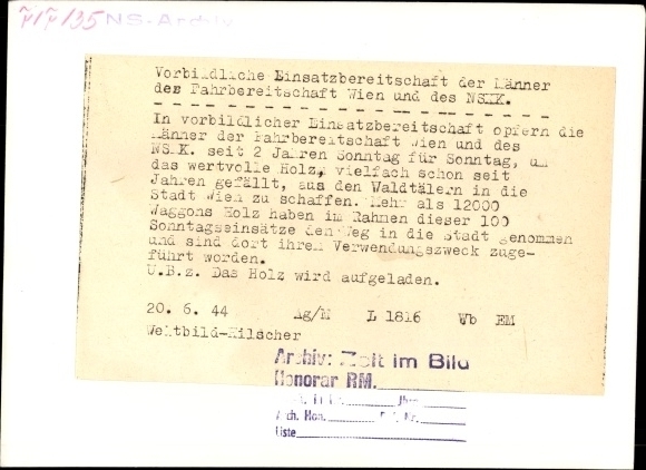 Photo NSKK and Vienna Motor Vehicles, timber transport to the city of Vienna, 1944