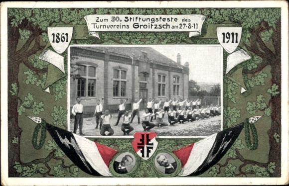 Passepartout Ak Groitzsch in Sachsen, Turnverein, 50. Stiftungsfest, 27.8.1911
