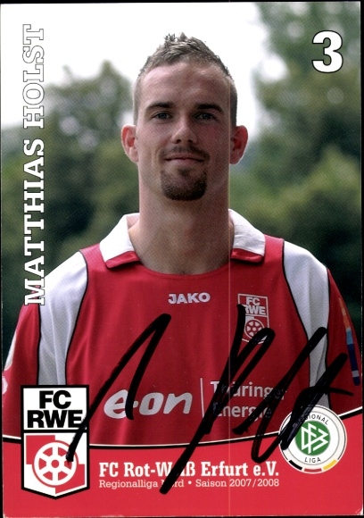 Autograph card footballer Matthias Holst, FC Rot-Weiß Erfurt, autograph