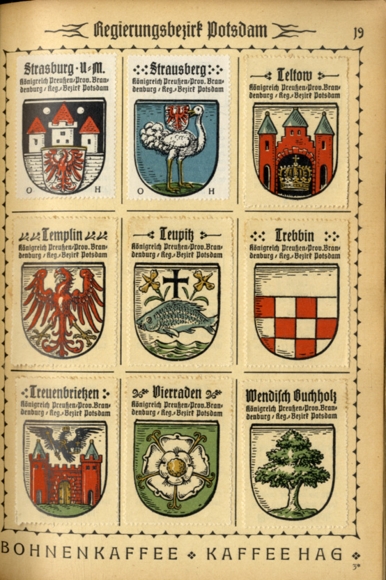 German coat of arms, Potsdam, Frankfurt/Oder, collection picture album of the coffee HAG, Bremen 1929