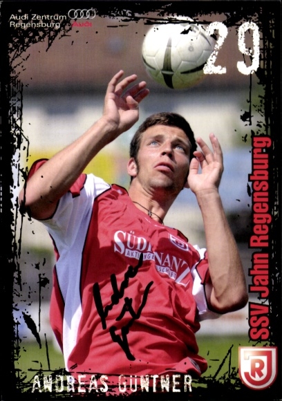 Autograph card footballer Andreas Güntner, SSV Jahn Regensburg, autograph