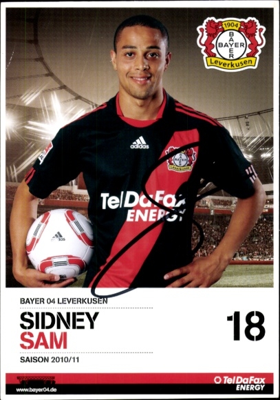 Trading card football player Sidney Sam, Bayer Leverkusen, autograph