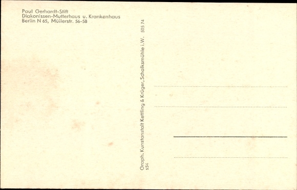 Postcard Berlin Wedding, Paul Gerhardt Stift, Deaconesses Mother House, Müllerstraße 56 to 58