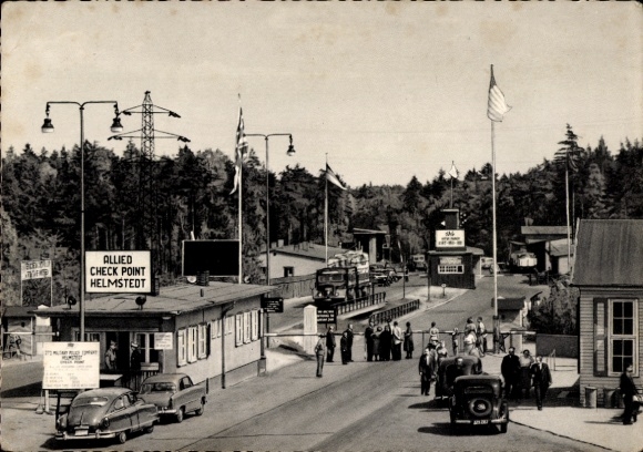 Postcard Helmstedt in Lower Saxony, zone border, motorway checkpoint, Allied Check Point