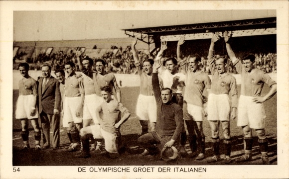Postcard Olympia 1928, Italian football team, footballers