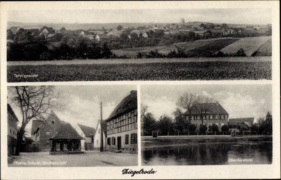 Postcard Ziegelroda Querfurt im Saalekreis, parish, belfry, school, head forester&#39;s office, overall view