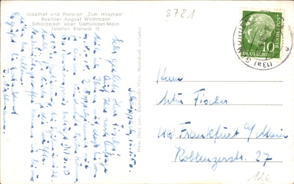 Ak Schaippach Gemünden am Main Unterfranken, Totale, Gasthof Zum Hirschen