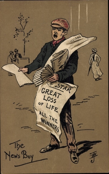 Artist Postcard The News Boy, Newspaper Vendor