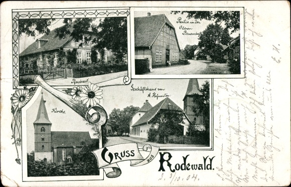 Postcard Rodewald Steimbke Lower Saxony, commercial building, church, rectory