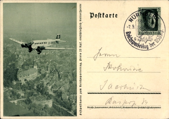 Ganzachen Ak Junkers Ju 52 Immelmann II, D 2600, Lufthansa, Hitlers Privatflugzeug