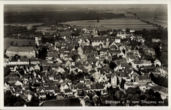 Postcard Dillingen an der Donau in Northern Swabia, aerial photograph