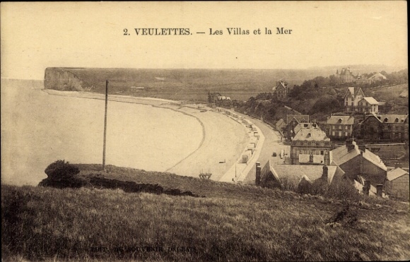 Postcard Veulettes sur Mer Seine Maritime, villas, sea, beach, cliffs