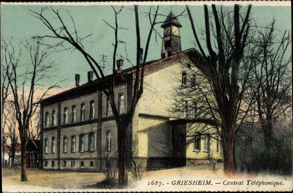 Postcard Griesheim near Darmstadt, telephone exchange