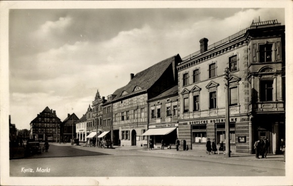 Postcard Kyritz in der Prignitz, market, shops