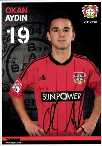 Autogrammkarte Fußballer Okan Aydin, Bayer Leverkusen, Autogramm