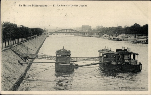 Ansichtkaart Parijs XV Vaugirard, Île aux Cygnes, Seine