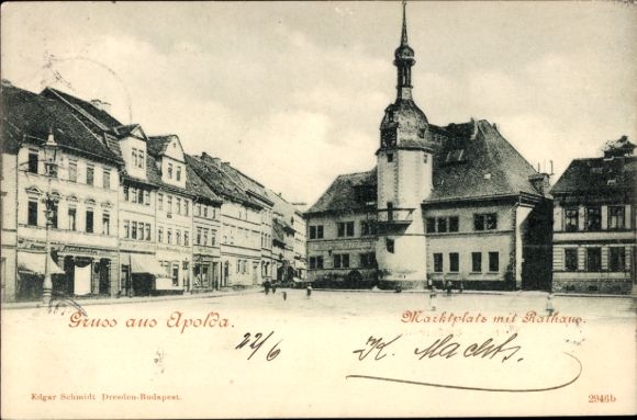 Postcard Apolda in Thuringia, market square, town hall