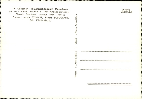 Ansichtkaartencollectie L'Automobile-Sport Mécanique, Cooper Formula 2, 1965