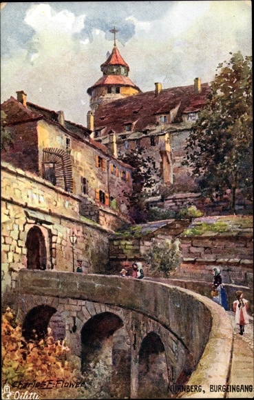 Artist PC Flower, Charles, Nuremberg in Bavaria, castle entrance