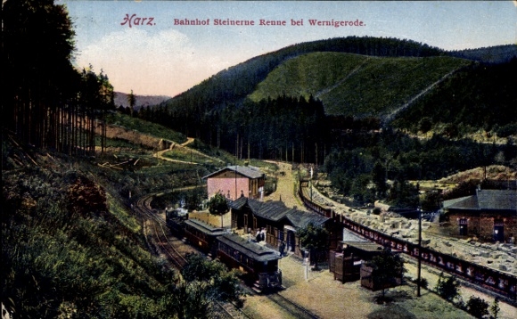Ak Steinerne Renne Wernigerode im Harz,  Bahnhof