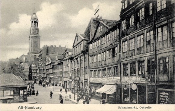 Postcard Hamburg Mitte Old Town, Schaarmarkt, east side