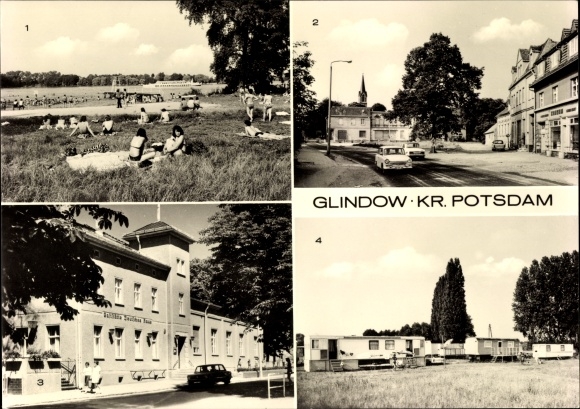 Ak Glindow Werder op de Havel, Bad, Duits huisrestaurant, op de camping