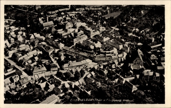 Postcard Eisfeld in Thuringia, aerial photograph