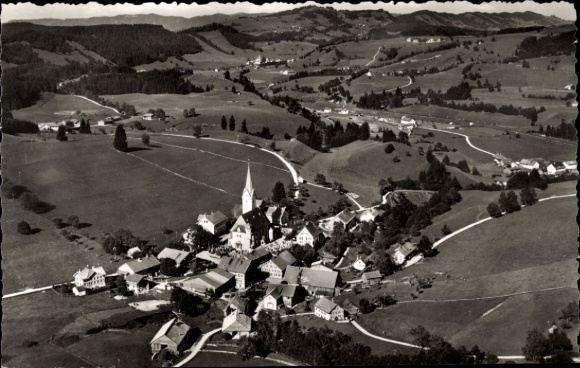 Postcard Stiefenhofen in Allgäu Swabia, aerial photo