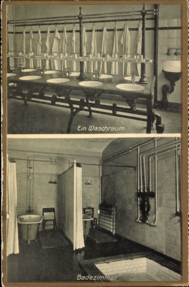 Postcard Wittlich in the Eifel, Caritas Children's Sanatorium Maria Grünewald, washroom, bathroom