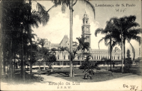 Ak São Paulo Brazilië, Estação da Luz, treinstation, klokkentoren