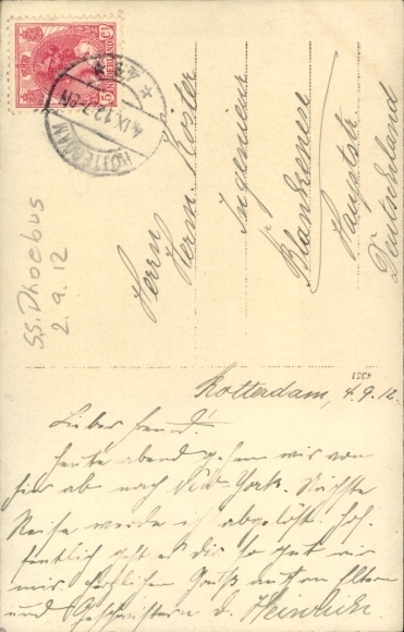foto ansichtkaart matrozen in uniform, SS Phoebus, Rotterdam 2.9.1912
