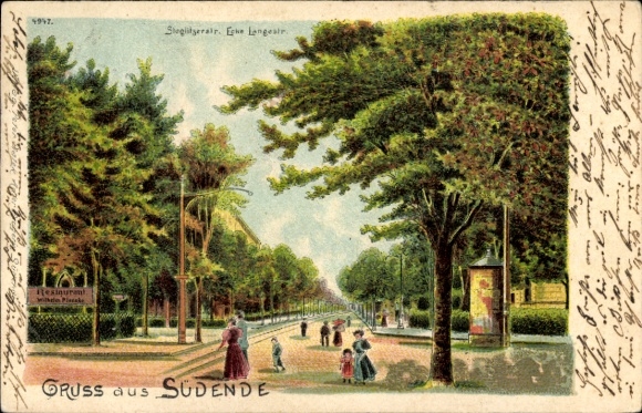 Chromo-Litho Berlin Steglitz South End, Steglitzer Street corner Lange Street