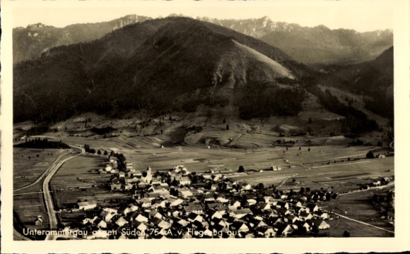Postcard Unterammergau in Upper Bavaria, aerial photograph