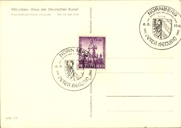 Artist Postcard Padua, Paul Mathias, May 10, 1940, HDK 119