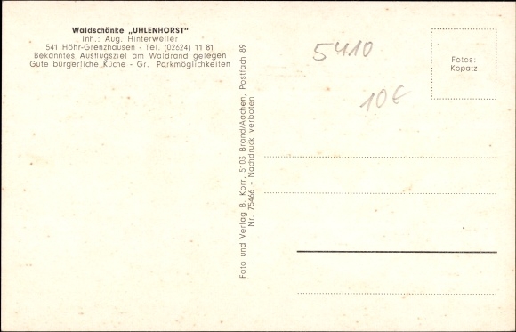 Postcard Höhr Grenzhausen in the Westerwaldkreis, Waldschänke Uhlenhorst, forest idyll