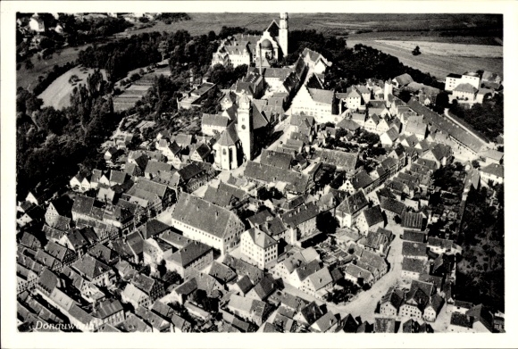Postcard Donauwörth in Swabia Bavaria, aerial photograph