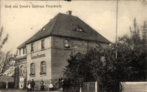 Ak Preuschwitz Doberschau in Oberlausitz, Groeten uit Gerums Inn, historisch...