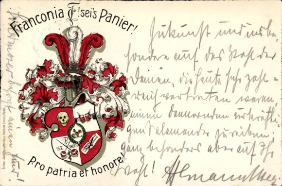 Studentika Postcard Berlin, Corps Franconia, coat of arms