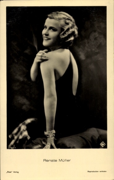Ak Schauspielerin Renate Müller, Portrait, Ross Verlag 6109/1, UFA