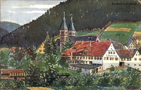 Künstler Ak Klosterreichenbach Baiersbronn im Schwarzwald, Gesamtansicht