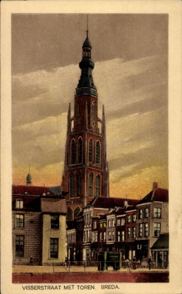 KP Breda Brabancja Północna Holandia, Visserstraat met Toren