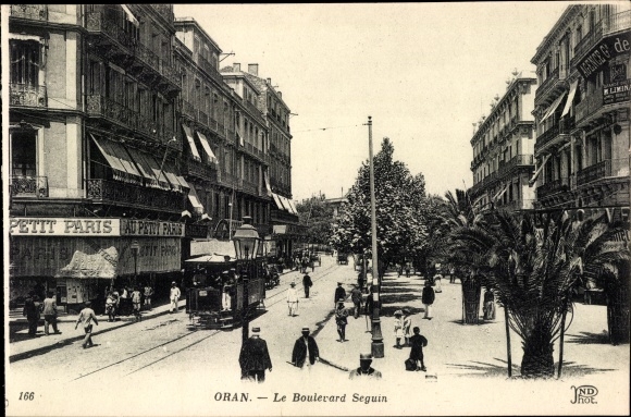 Postcard Oran Algeria, Le Boulevard Séguin, Tram