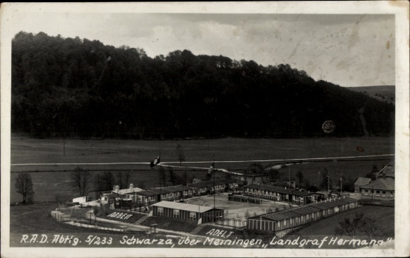 Photo Postcard Schwarza Thuringia, Reich Labor Service Department 5/233 Landgrave Hermann