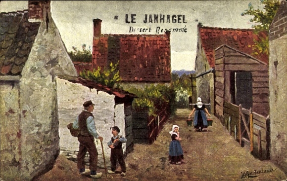 Artist Postcard Gerstenhauer, J., G., Dutch village motif, water carrier