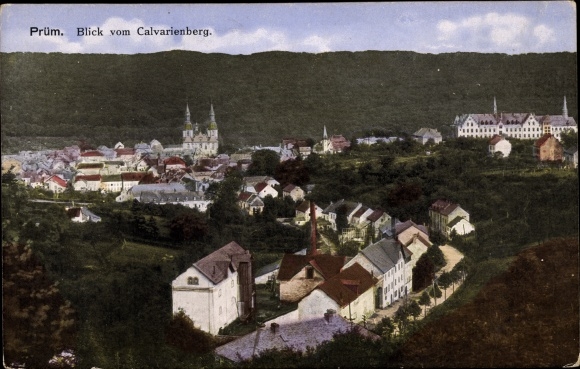 Postcard Prüm in the Eifel, view from Calvary