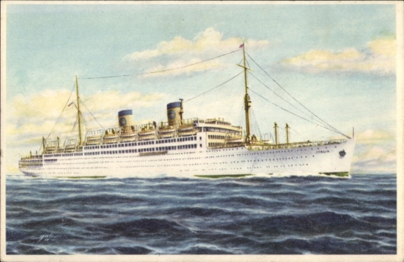 Postcard ship MS Italia on the high seas, Home Lines