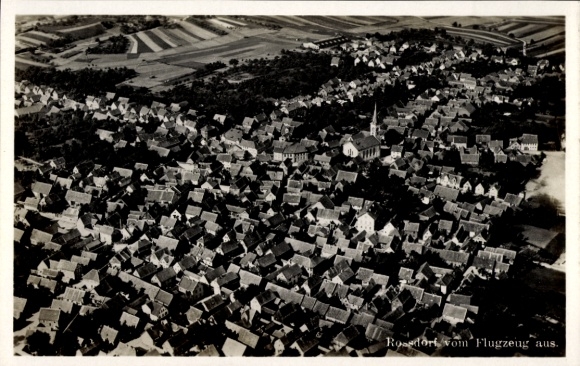 Postcard Roßdorf near Darmstadt Hessen, aerial photograph