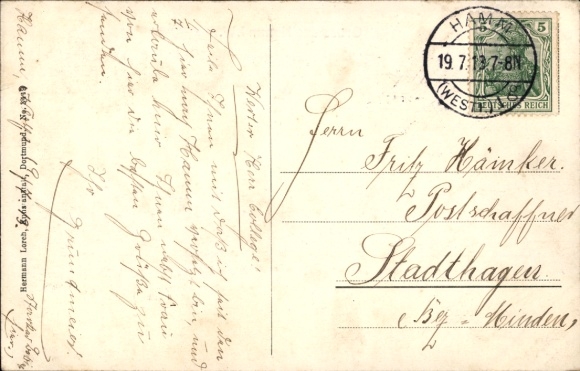 Postcard Hamm in Westphalia, Greetings from Hamm jW, Town Hall, various views, picturesque landscape